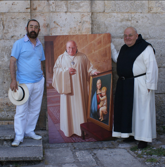 Cándido Pérez con el Retratado Fr. Jesús Marrodan