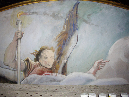 Detalle de los frescos de la Iglesia de San Salvador en Oña antes de su restauración